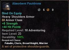 In-game tooltip for Absorbent Pauldrons