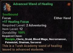 In-game tooltip for Advanced Wand Of Healing