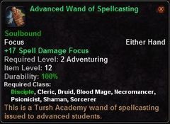 In-game tooltip for Advanced Wand Of Spellcasting