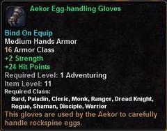 In-game tooltip for Aekor Egg-handling Gloves