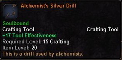 In-game tooltip for Alchemist's Silver Drill