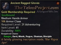 In-game tooltip for Ancient Ragged Gloves