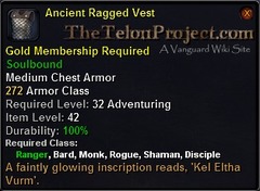 In-game tooltip for Ancient Ragged Vest