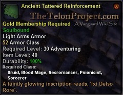 In-game tooltip for Ancient Tattered Reinforcement