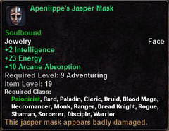 In-game tooltip for Apenlippe's Jasper Mask