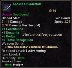 In-game tooltip for Apostle's Bladestaff