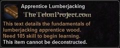 In-game tooltip for Apprentice Lumberjacking