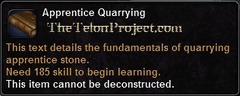 In-game tooltip for Apprentice Quarrying