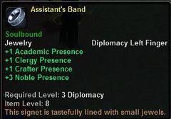 In-game tooltip for Assistant's Band