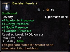 In-game tooltip for Banisher Pendant