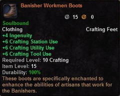 In-game tooltip for Banisher Workmen Boots