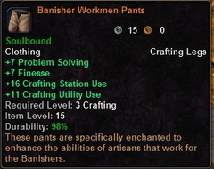 In-game tooltip for Banisher Workmen Pants
