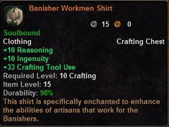 In-game tooltip for Banisher Workmen Shirt