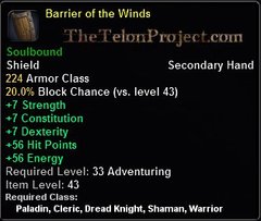 In-game tooltip for Barrier of the Winds