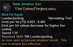 In-game tooltip for Basic Amateur Axe