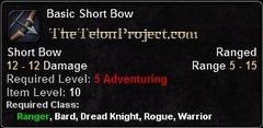 In-game tooltip for Basic Short Bow