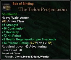 In-game tooltip for Belt Of Binding