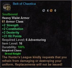 In-game tooltip for Belt of Chaotica