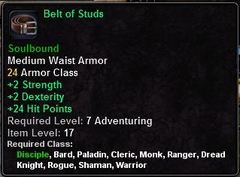 In-game tooltip for Belt Of Studs