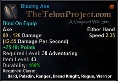 In-game tooltip for Blazing Axe