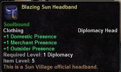 In-game tooltip for Blazing Sun Headband