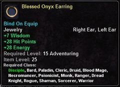 In-game tooltip for Blessed Onyx Earring