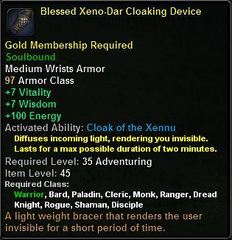 In-game tooltip for Blessed Xeno-Dar Cloaking Device