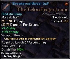 In-game tooltip for Bloodstained Martial Staff