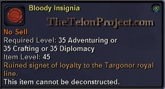 In-game tooltip for Bloody Insignia