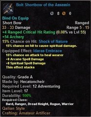 In-game tooltip for Bolt Shortbow Of The Assassin