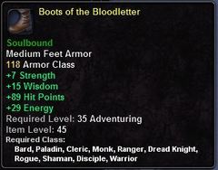 In-game tooltip for Boots Of The Bloodletter