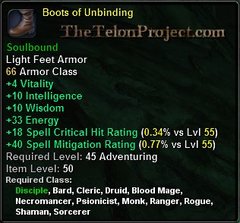 In-game tooltip for Boots Of Unbinding