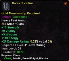 In-game tooltip for Boots of Zellina