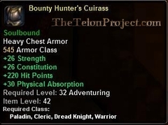 In-game tooltip for Bounty Hunter's Cuirass