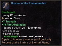 In-game tooltip for Bracers of the Flamemaiden