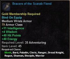 In-game tooltip for Bracers of the Scarab Fiend