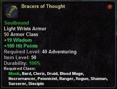 In-game tooltip for Bracers of Thought