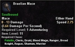 In-game tooltip for Braelian Mace