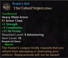In-game tooltip for Brayle's Belt
