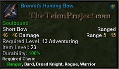 In-game tooltip for Brennit's Hunting Bow