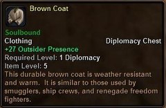 In-game tooltip for Brown Coat
