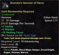In-game tooltip for Brumdul's Hammer of Havoc