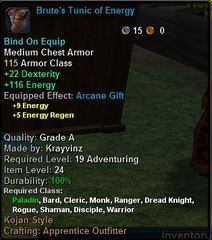 In-game tooltip for Brute's Tunic Of Energy