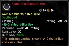 In-game tooltip for Cabal Collaborator Stud