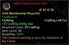 In-game tooltip for Cabal Experimenter Stud