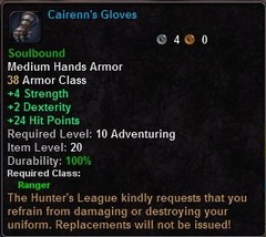 In-game tooltip for Cairenn's Gloves
