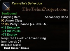 In-game tooltip for Carmella's Deflection
