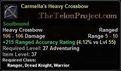 In-game tooltip for Carmella's Heavy Crossbow