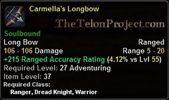 In-game tooltip for Carmella's Longbow