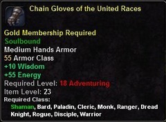 In-game tooltip for Chain Gloves of the United Races